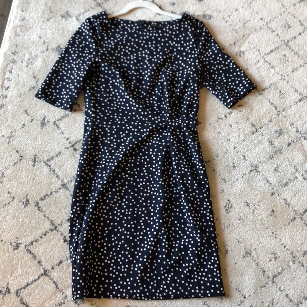 Banana Republic navy polka dotted work dress